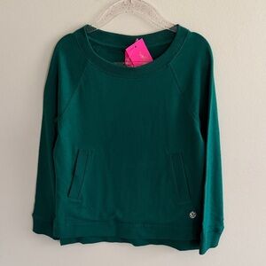 Lilly Pulitzer Emerald Green Crewneck Pocket Sweatshirt